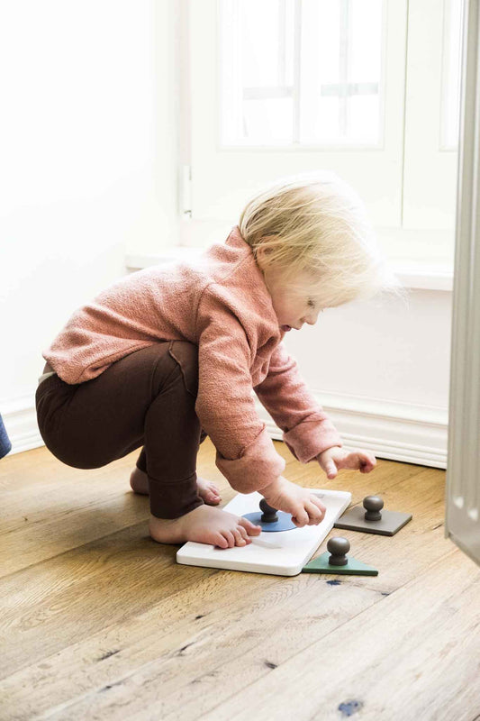 Montessori pussel av trä - Trianglar, cirklar och fyrkanter