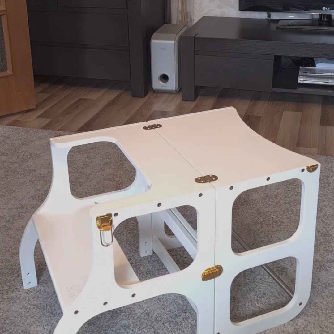 STEP'n'SIT® Fällbar Stegpall/Bord - Vit