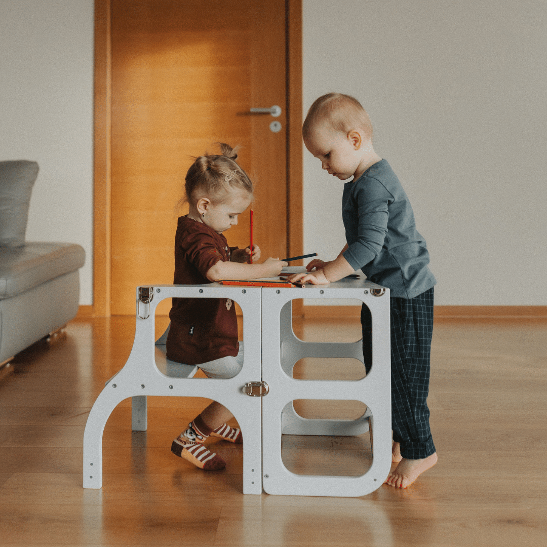 STEP'n'SIT® Fällbar Stegpall/Bord - Vit