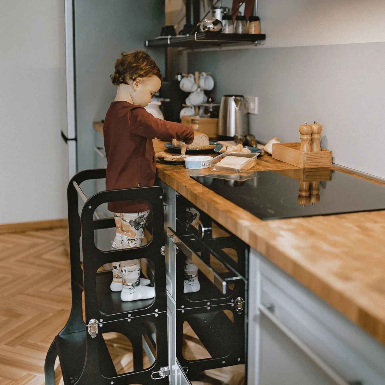 STEP'n'SIT® Fällbar Stegpall/Bord - svart