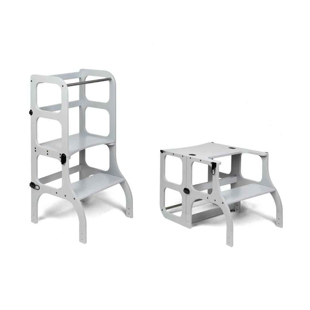 STEP'n'SIT® 2-in-1 Fällbar Stegpall/Bord - Grey