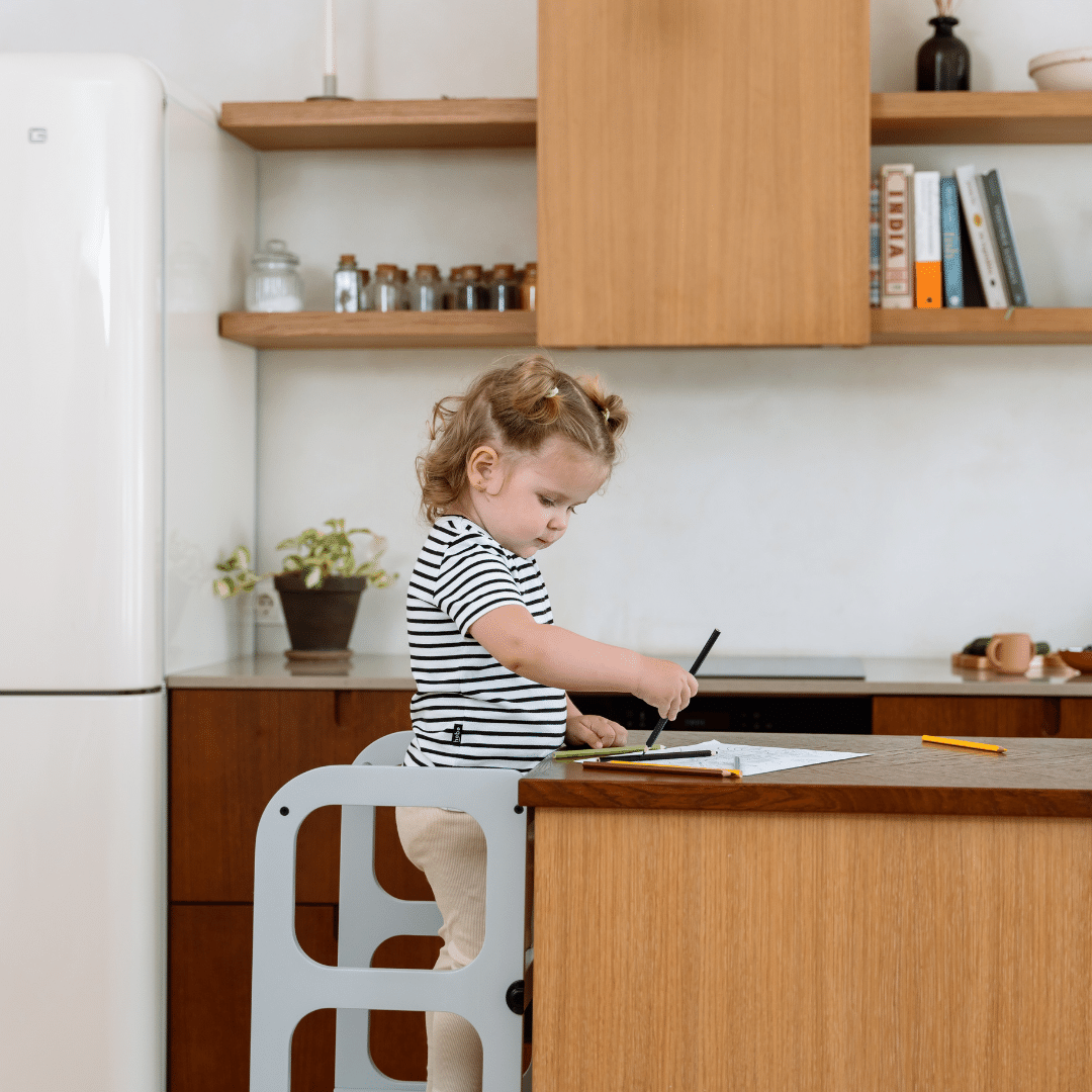 STEP'n'SIT® 2-in-1 Fällbar Stegpall/Bord - Grey