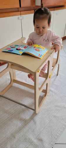 STEP'n'SIT® Fällbar Stegpall/Bord - Träfärgad