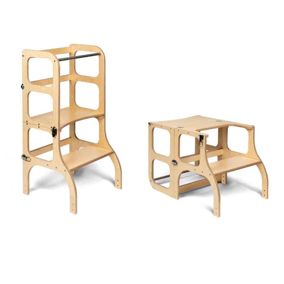 STEP'n'SIT® Fällbar Stegpall/Bord - Träfärgad