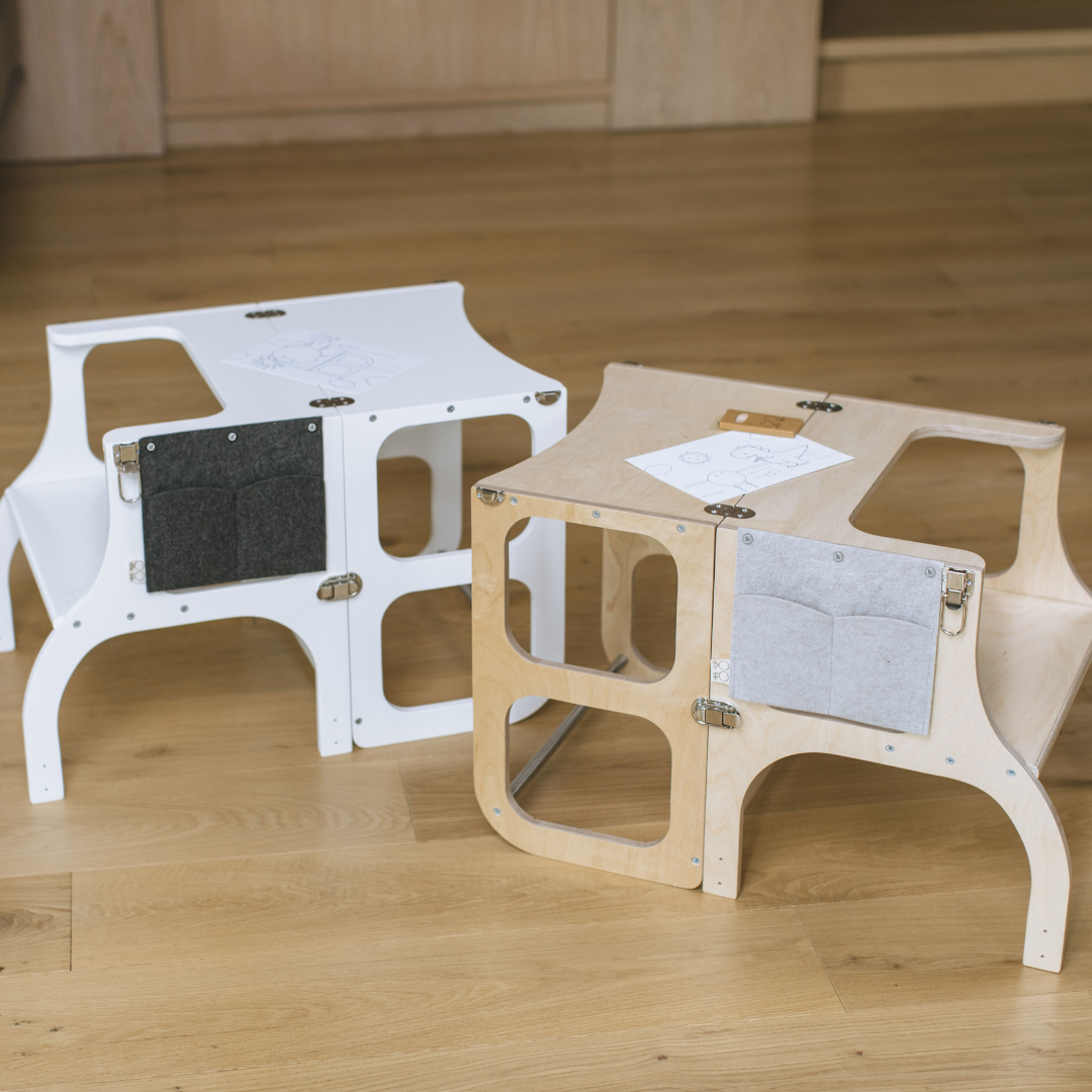STEP'n'SIT® Fällbar Stegpall/Bord - Vit
