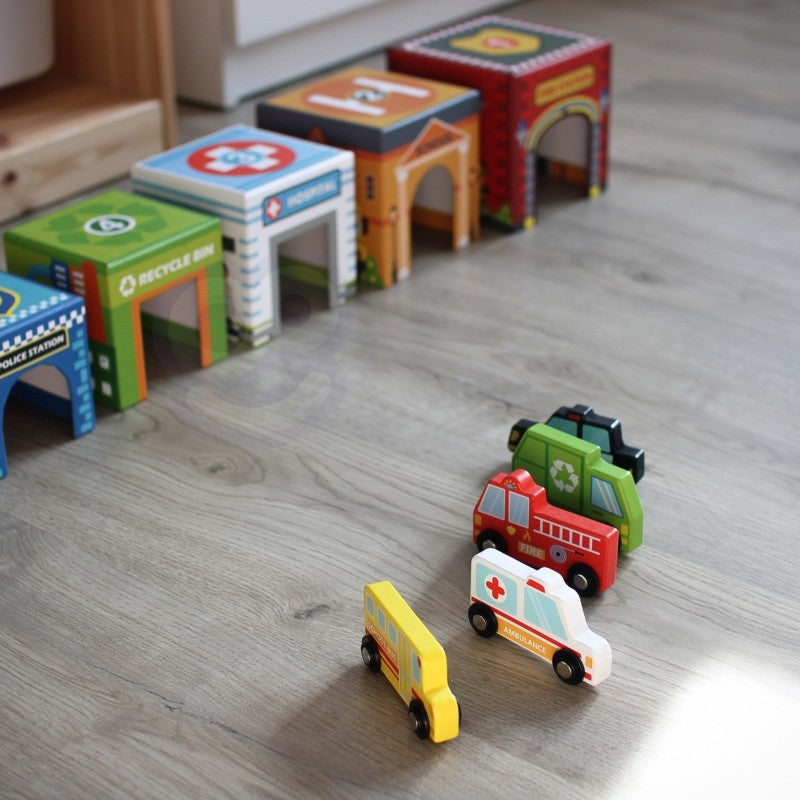Staplingsbar kub med 6 fordon - VentureKids
