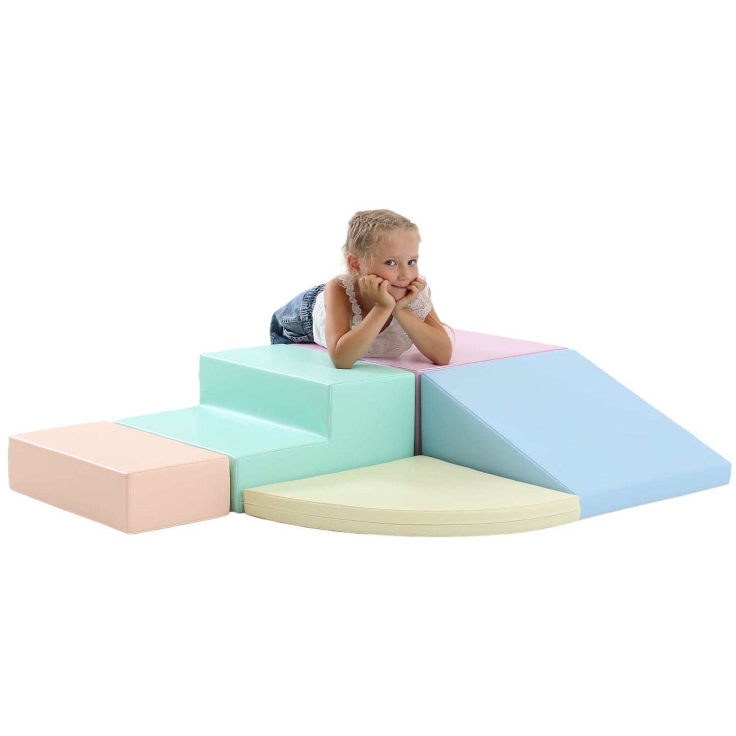Soft Play 5 Foam Block Set - Ljus Pastell Corner Climber - VentureKids