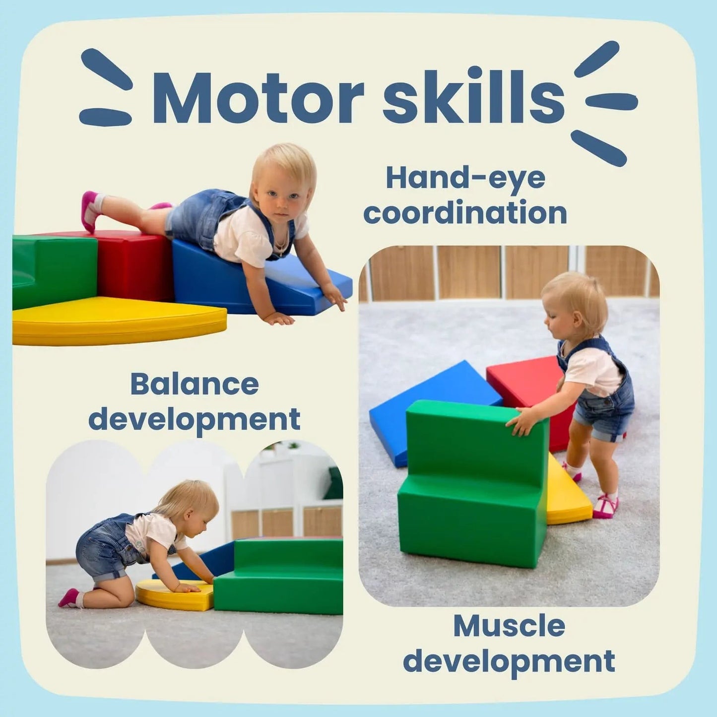 Soft Play 5 Foam Block Set - Ljus Pastell Corner Climber - VentureKids