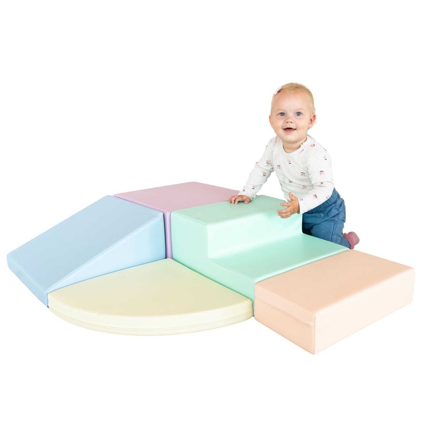 Soft Play 5 Foam Block Set - Ljus Pastell Corner Climber - VentureKids