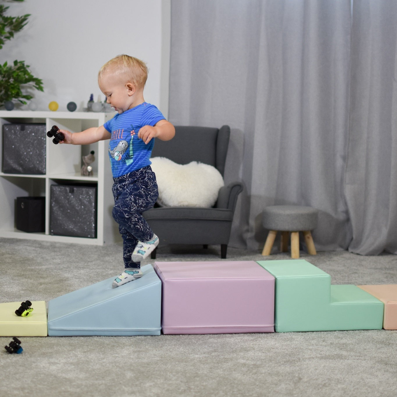 Soft Play 5 Foam Block Set - Ljus Pastell Corner Climber - VentureKids