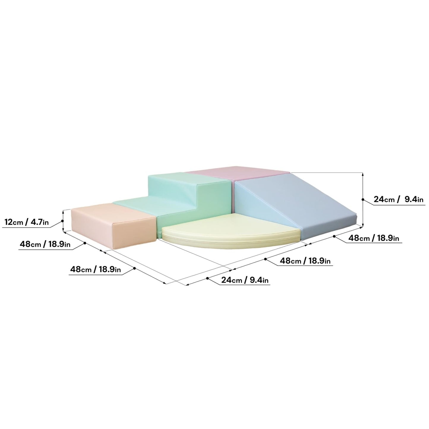 Soft Play 5 Foam Block Set - Ljus Pastell Corner Climber - VentureKids