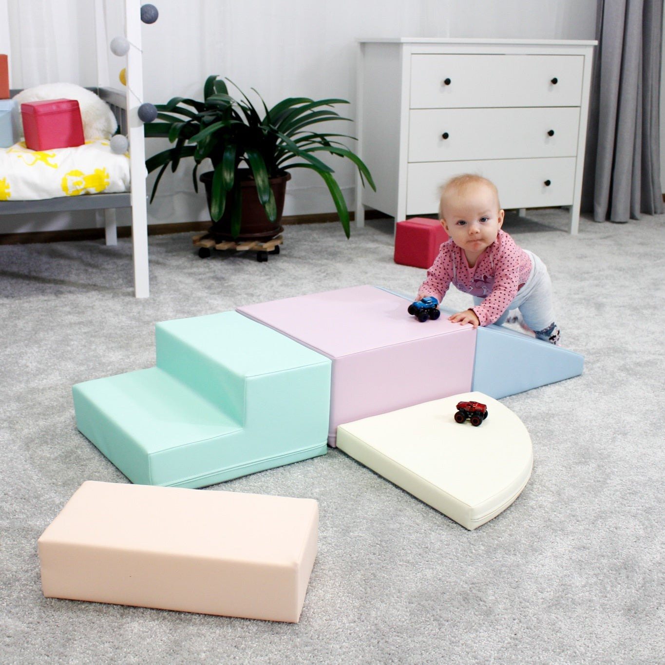 Soft Play 5 Foam Block Set - Ljus Pastell Corner Climber - VentureKids