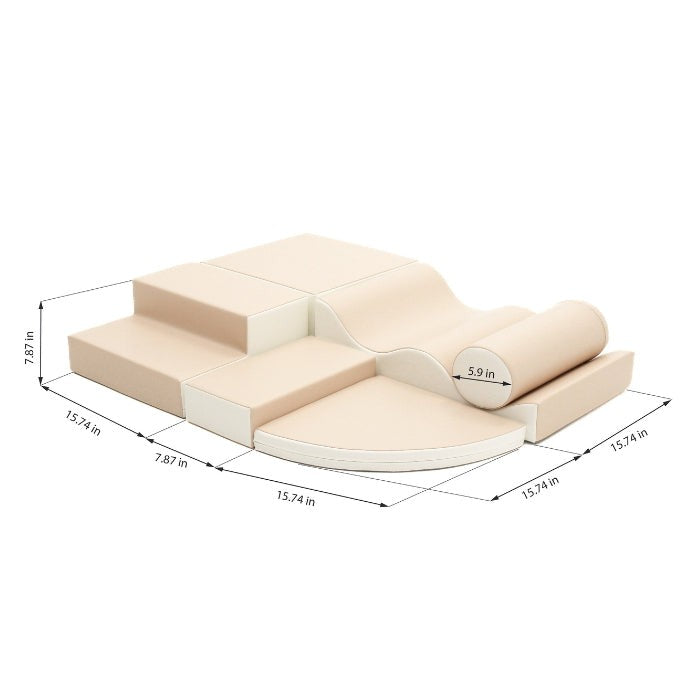 Mjuka Byggklossar 6 delar - Beige Explorer - VentureKids