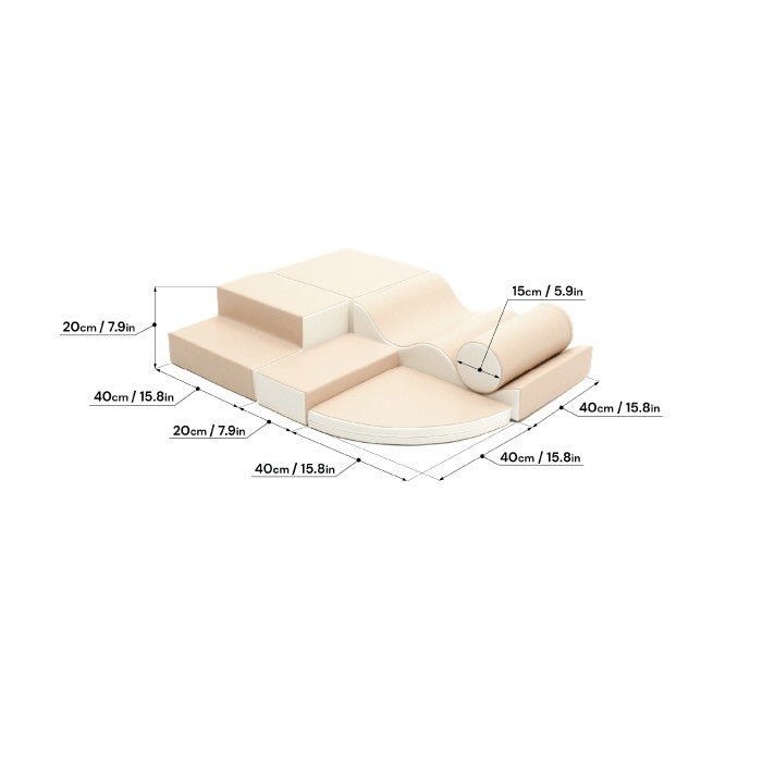 Mjuka Byggklossar 6 delar - Beige Explorer - VentureKids