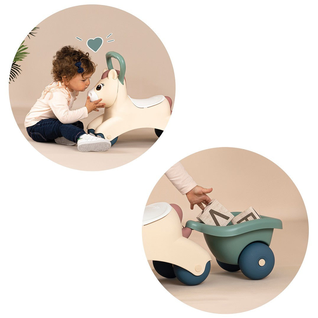 Little Smoby Lära-Gå-Bil med släpvagn Baby Pony - VentureKids