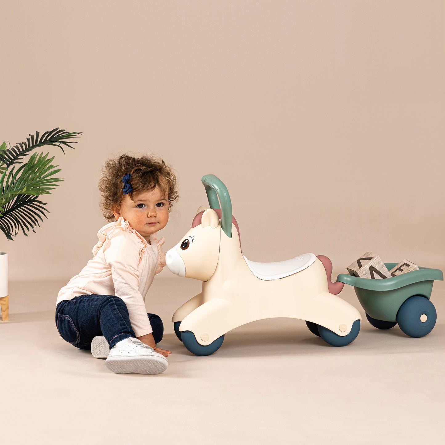 Little Smoby Lära-Gå-Bil med släpvagn Baby Pony - VentureKids