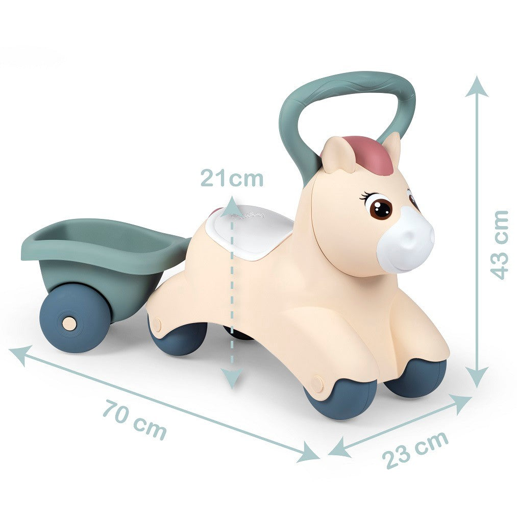 Little Smoby Lära-Gå-Bil med släpvagn Baby Pony - VentureKids