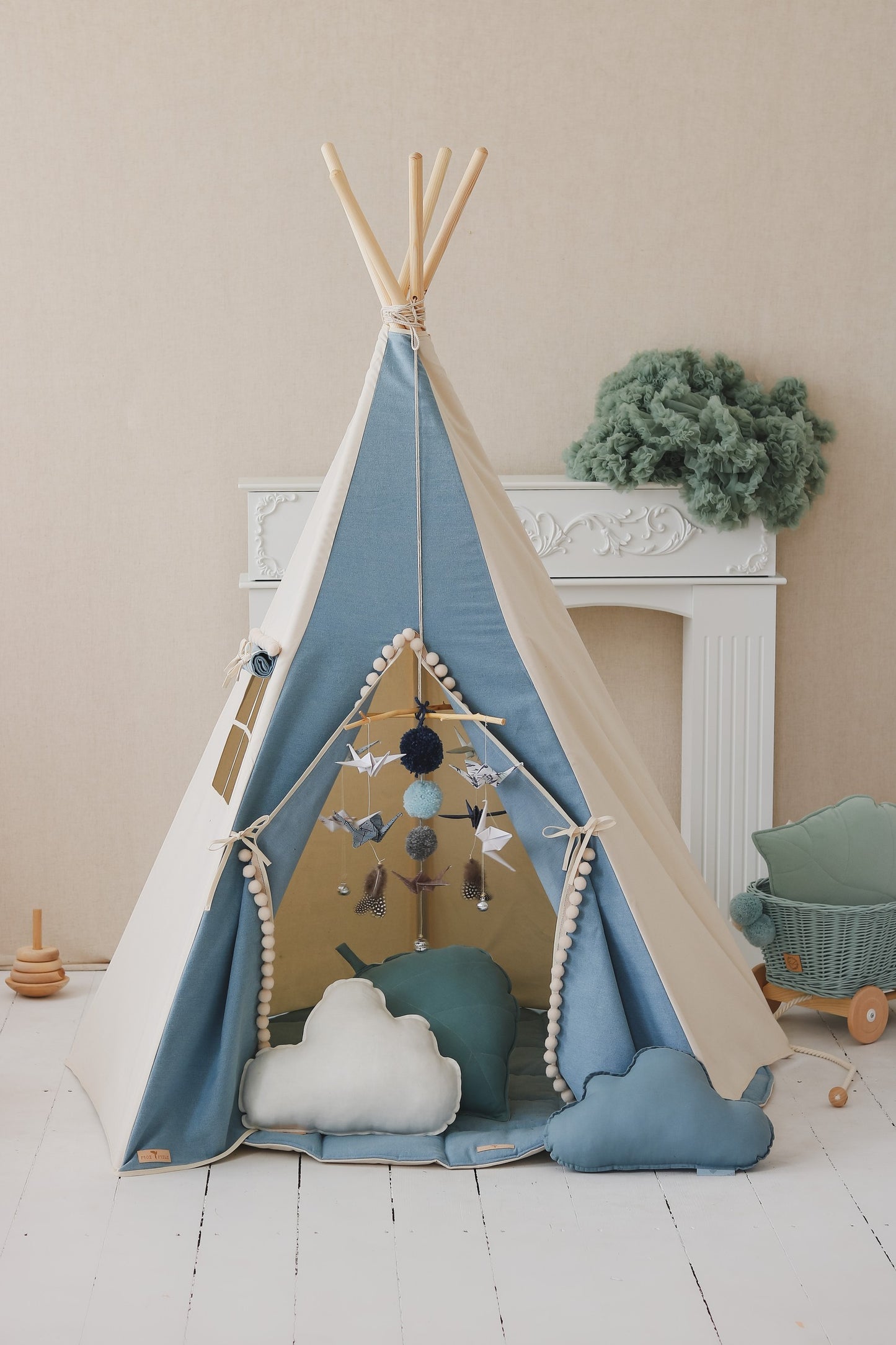 Tipi-tält - Jeans med pompoms - VentureKids