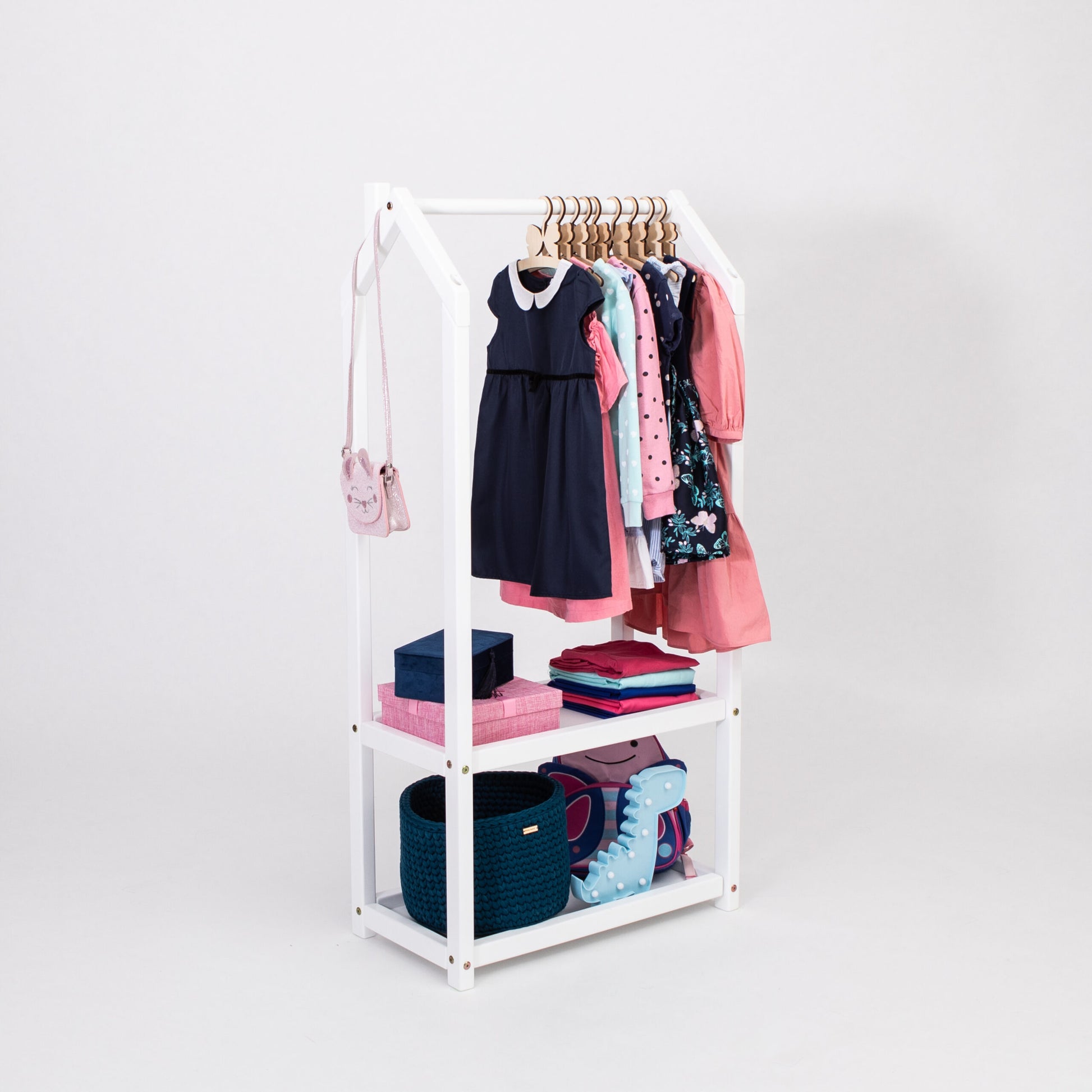 House Shaped Clothing Rack with Storage - VentureKids