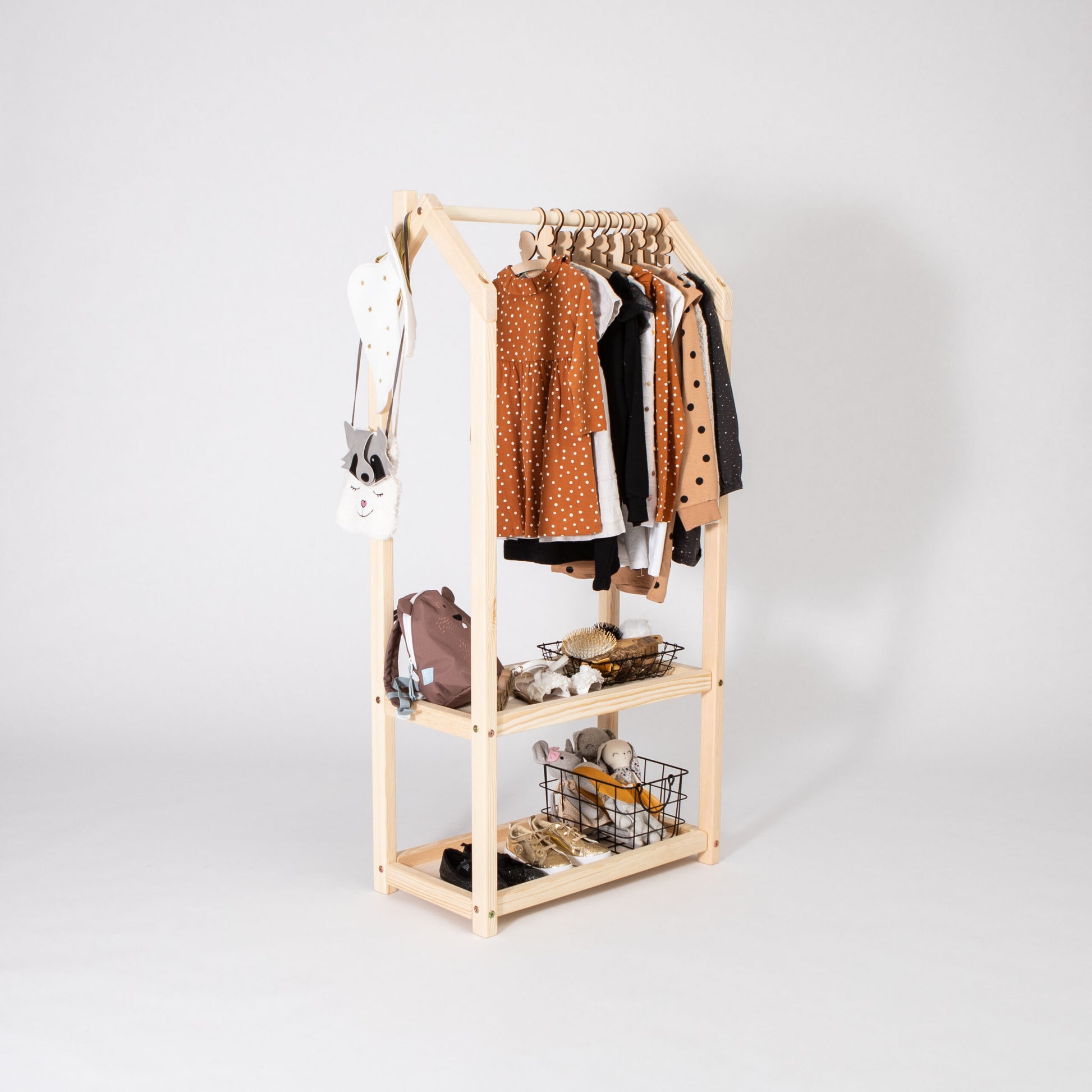 House Shaped Clothing Rack with Storage - VentureKids