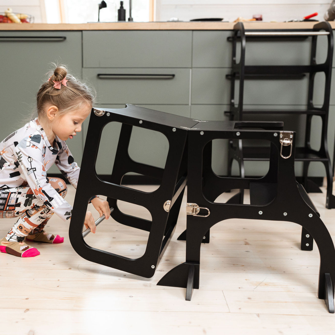 STEP'n'SIT® Fällbar Stegpall/Bord - svart
