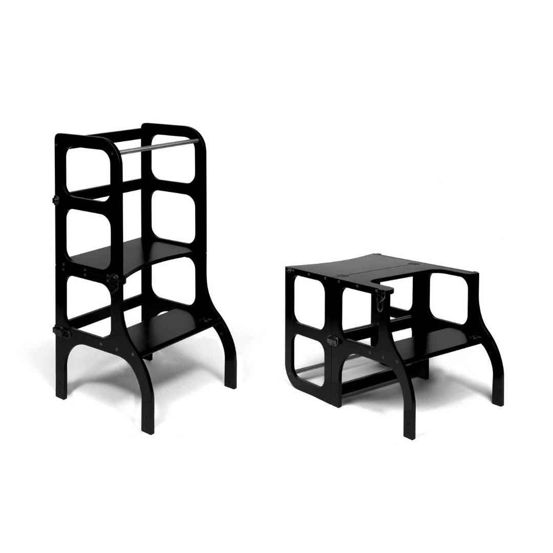 STEP'n'SIT® Fällbar Stegpall/Bord - svart