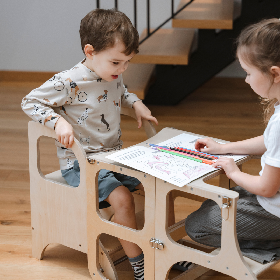 MIIMO® Adjustable Height Step Stool - Natural Wood - VentureKids
