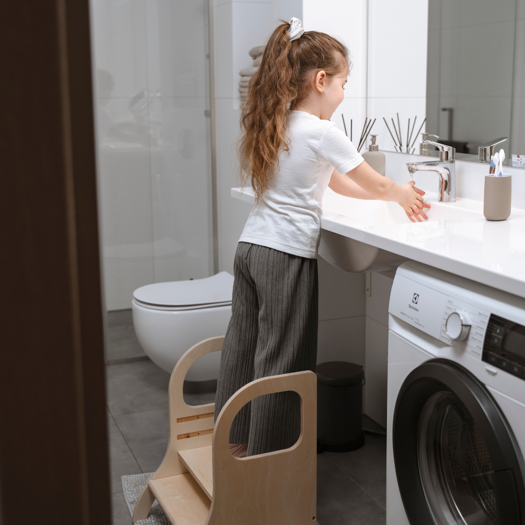MIIMO® Adjustable Height Step Stool - Natural Wood - VentureKids