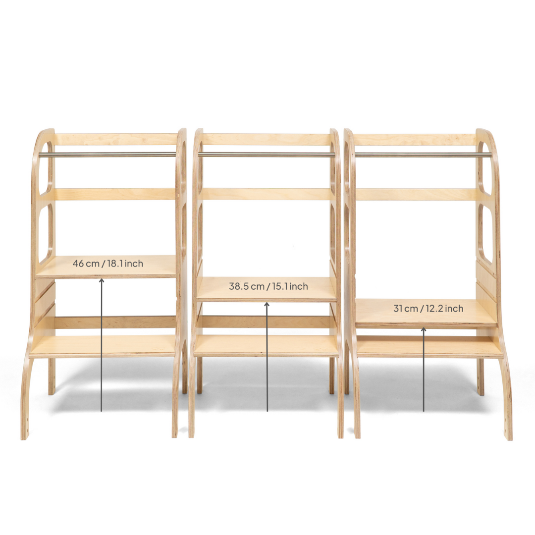 STEP UP Adjustable Height Helper Tower - Natural Wood - VentureKids