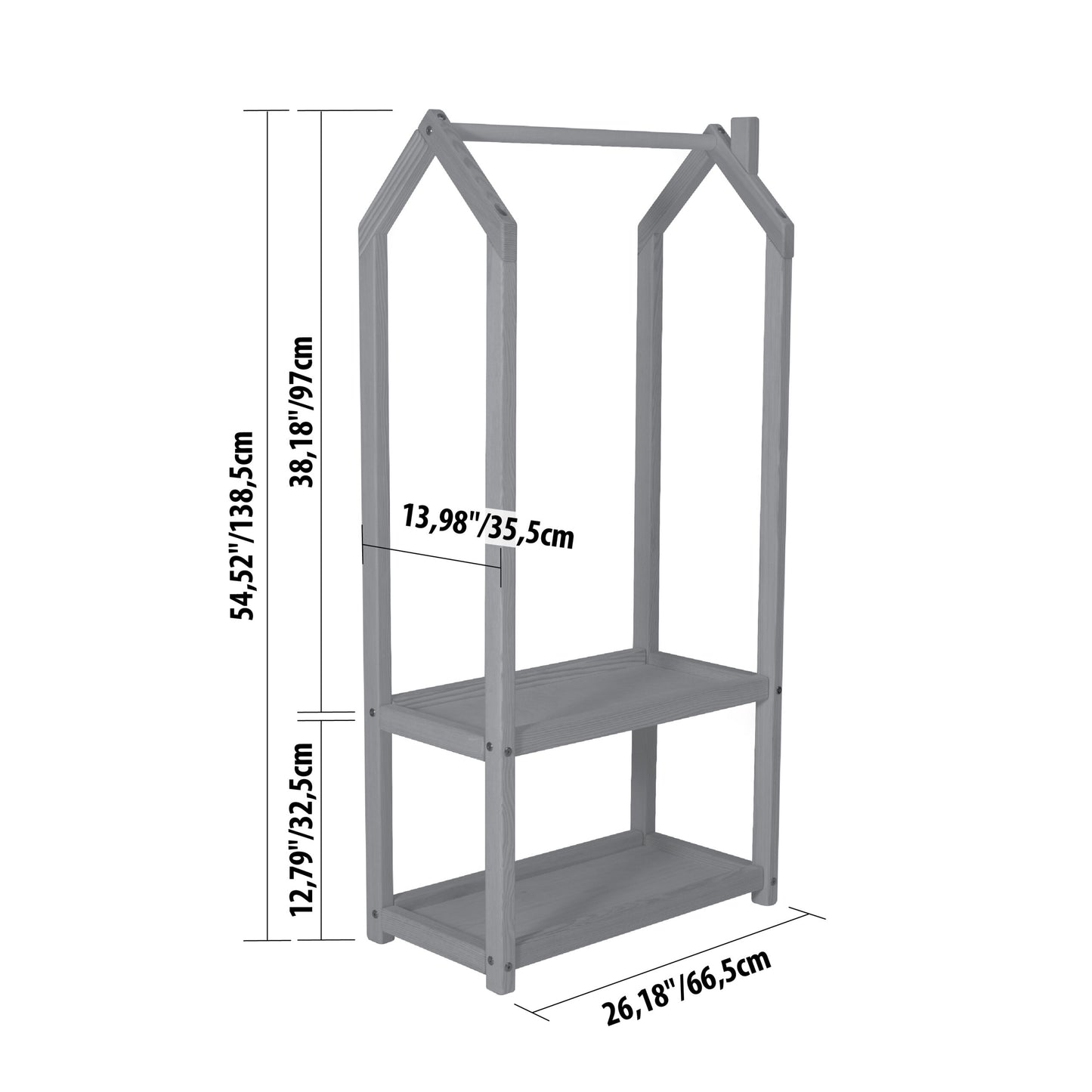 House Shaped Clothing Rack with Storage - VentureKids