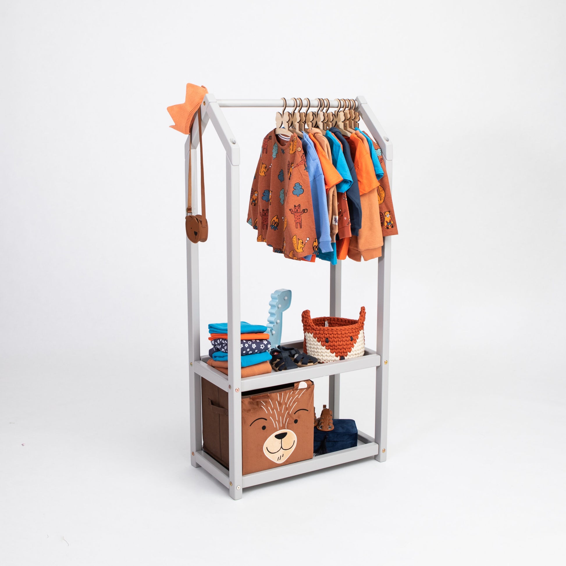 House Shaped Clothing Rack with Storage - VentureKids