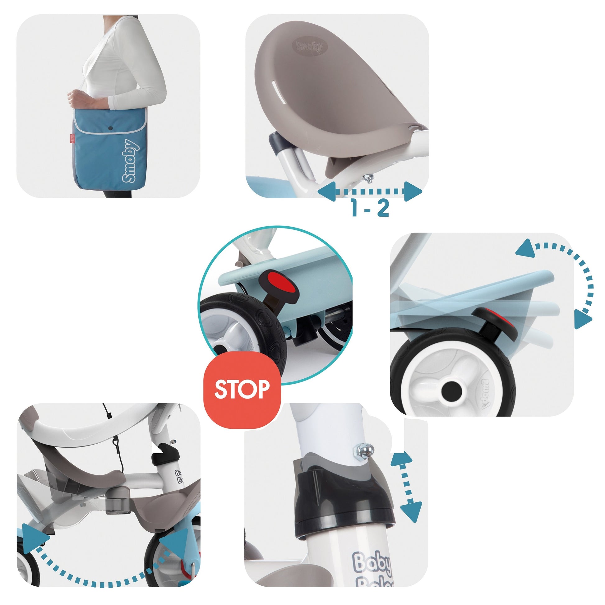 Smoby Trehjuling Baby Balade Plus, Blå - VentureKids