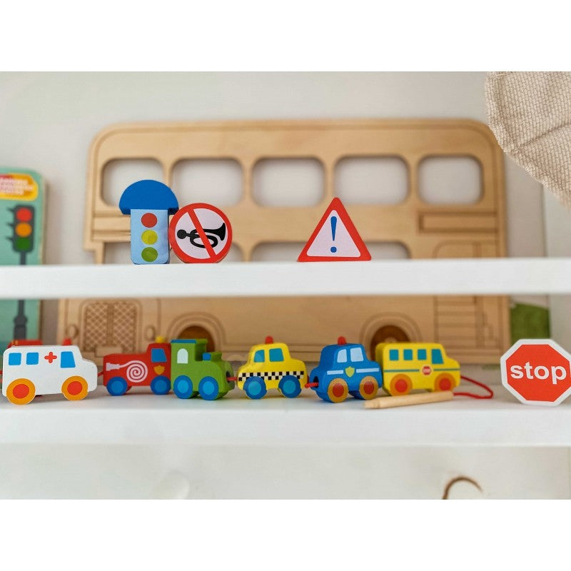 Car Shaped Wooden Threading Blocks - VentureKids