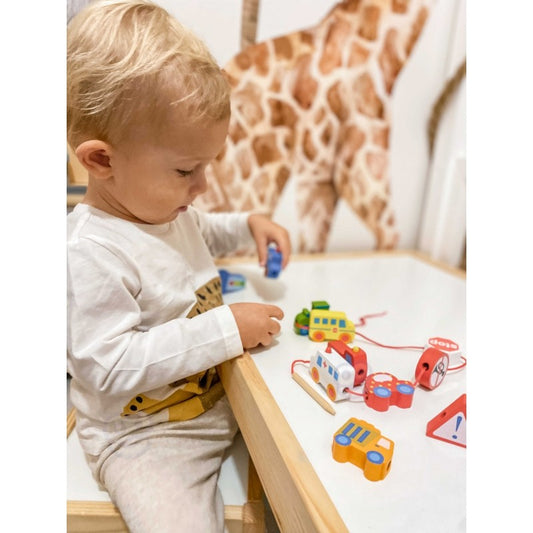 Car Shaped Wooden Threading Blocks - VentureKids