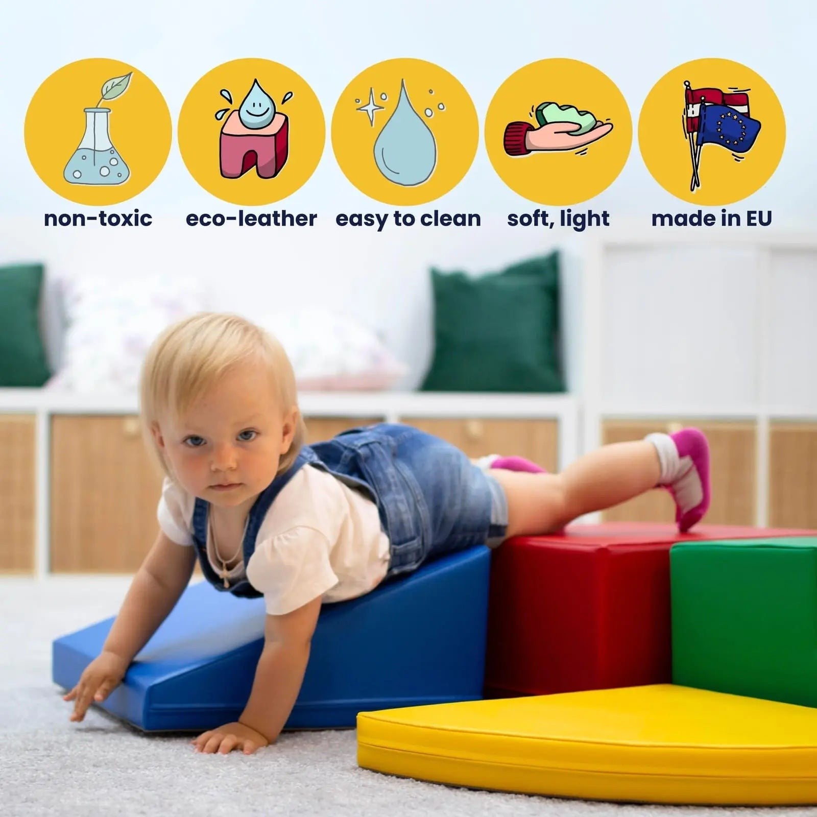 Soft Play 6 Foam Block Set - Light Pastel Explorer - VentureKids