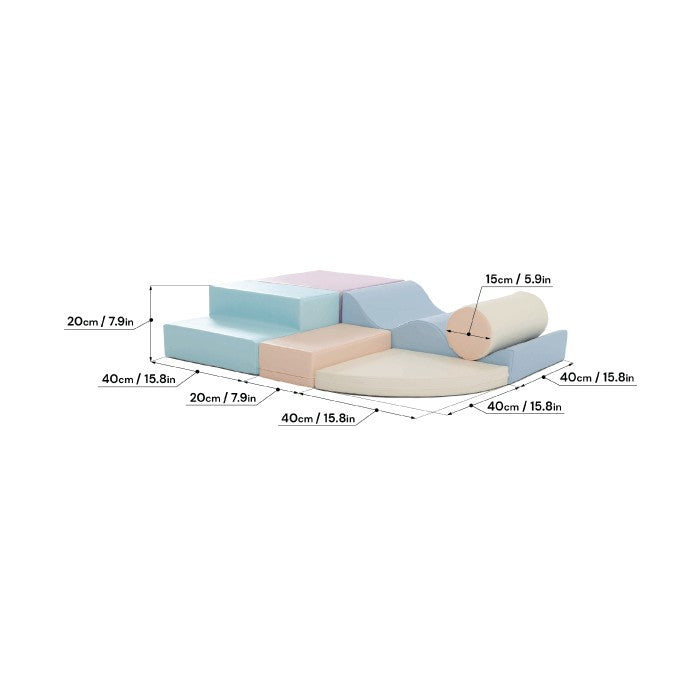 Soft Play 6 Foam Block Set - Light Pastel Explorer - VentureKids