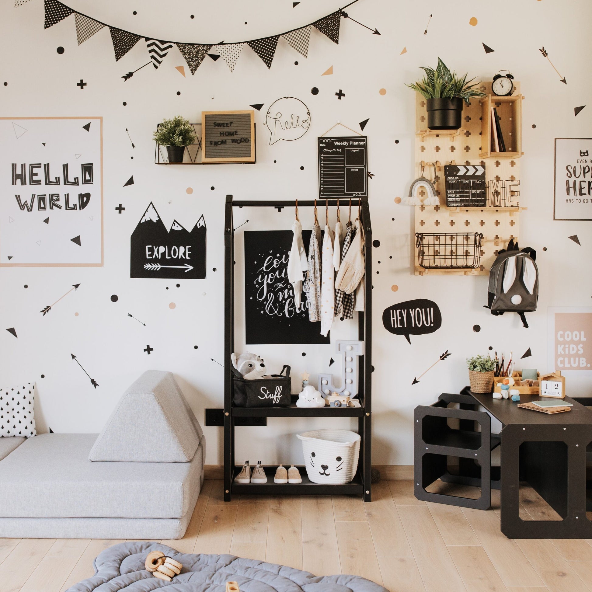 House Shaped Clothing Rack with Storage - VentureKids