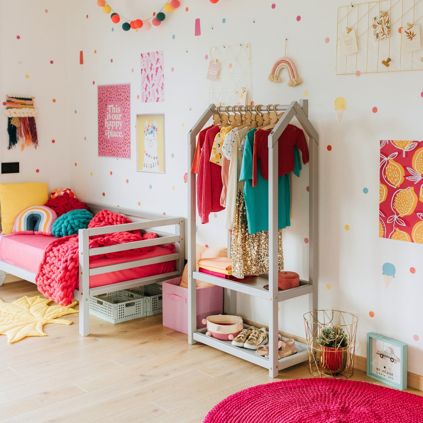 House Shaped Clothing Rack with Storage - VentureKids