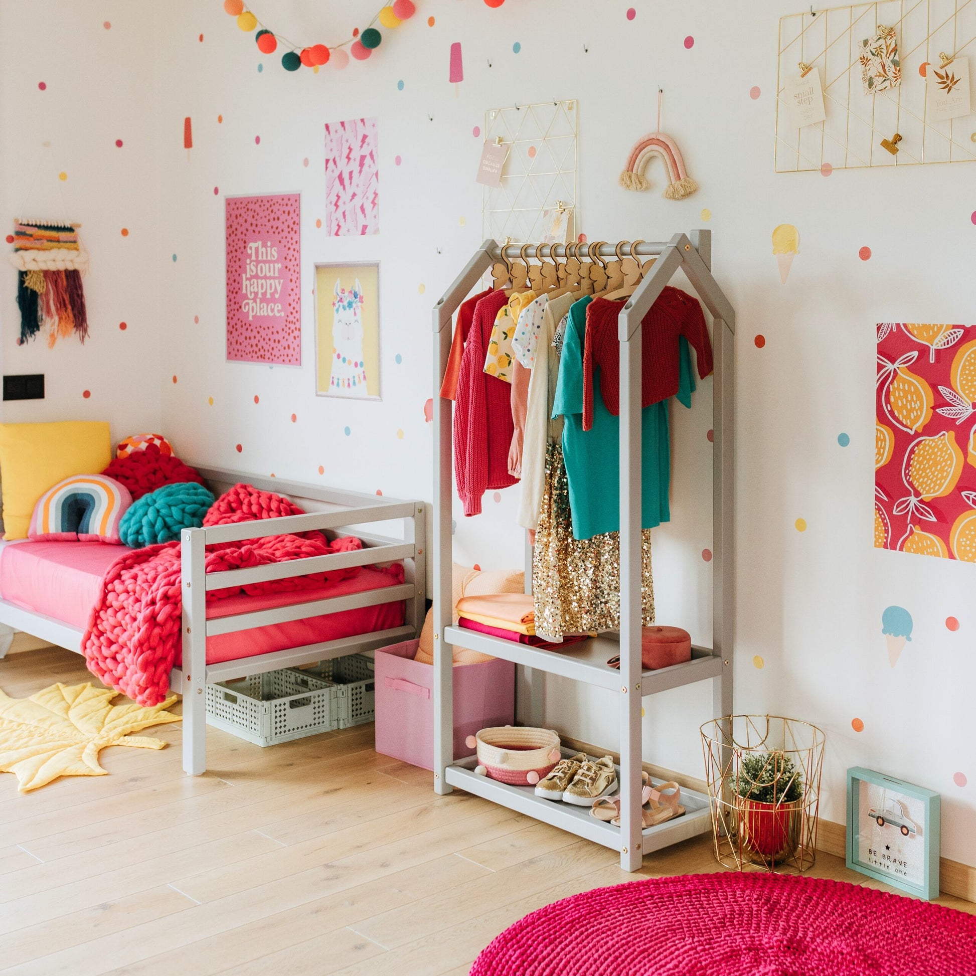 House Shaped Clothing Rack with Storage - VentureKids