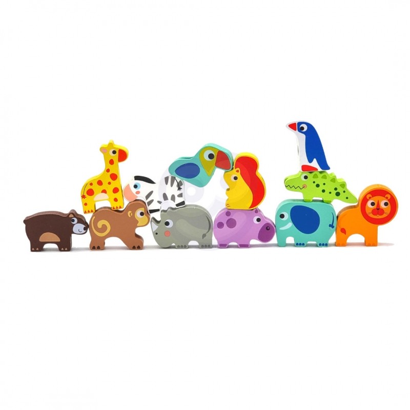 Safari Animal Shaped Wooden Threading Blocks - VentureKids