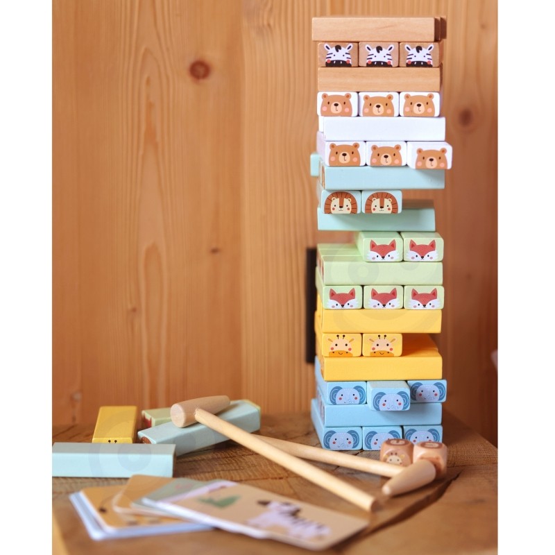 Shaky Tower skicklighetsspel med djur - VentureKids