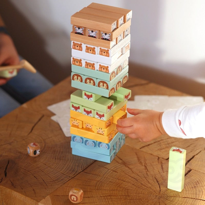 Shaky Tower skicklighetsspel med djur - VentureKids