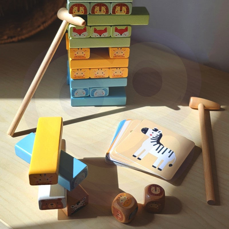 Shaky Tower skicklighetsspel med djur - VentureKids