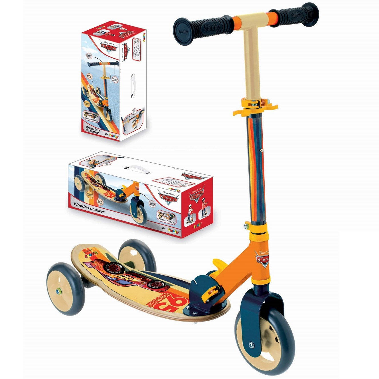 3-Hjulig Sparkcykel i trä - Bilar - VentureKids