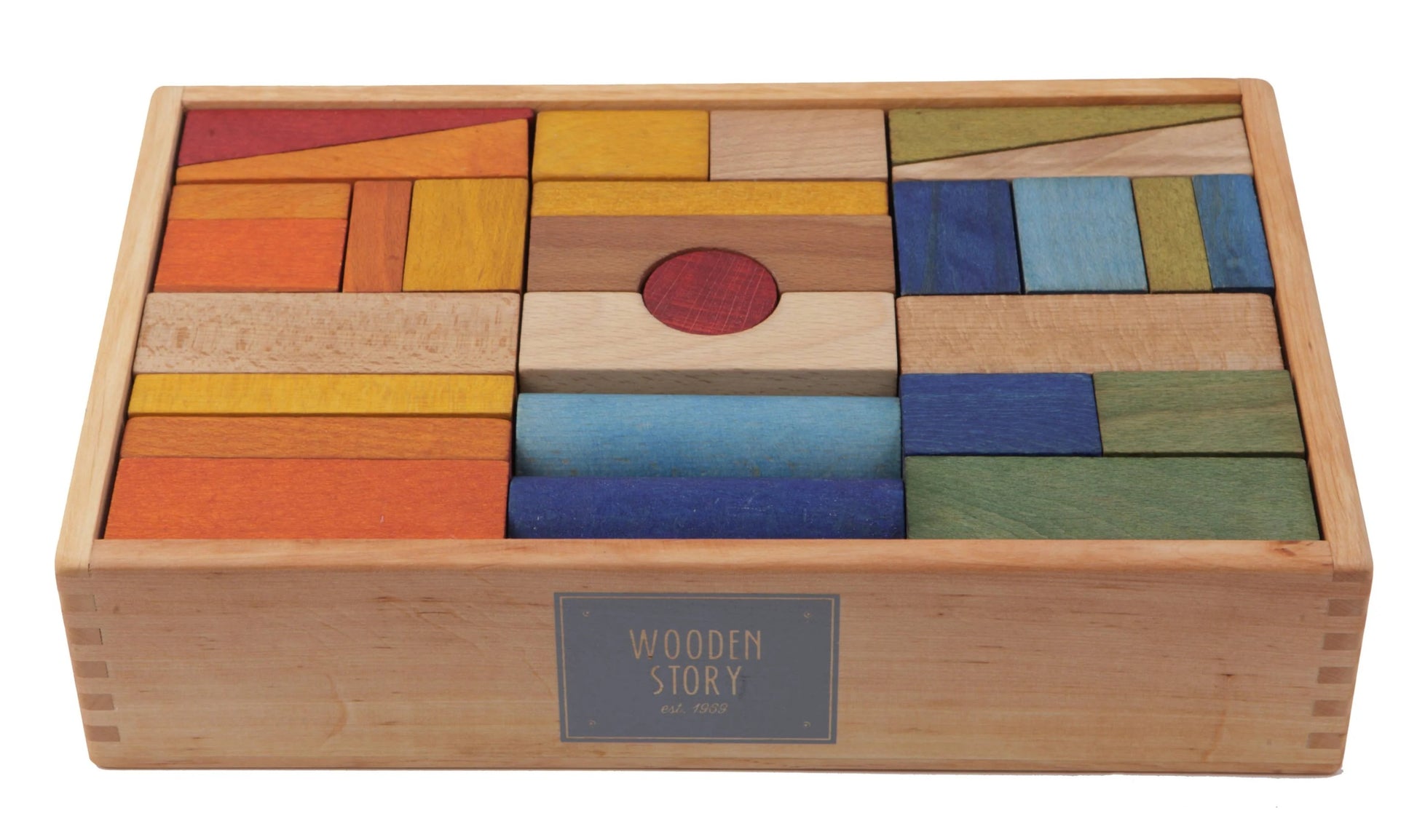 Wooden Blocks in a Box – Colorful, 63 pieces - VentureKids