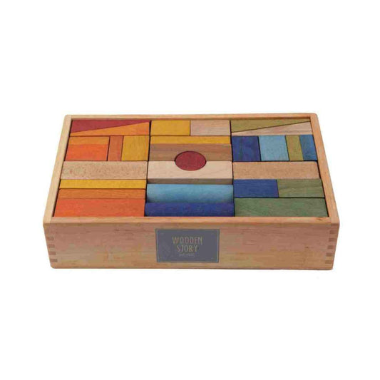 Wooden Blocks in a Box – Colorful, 63 pieces