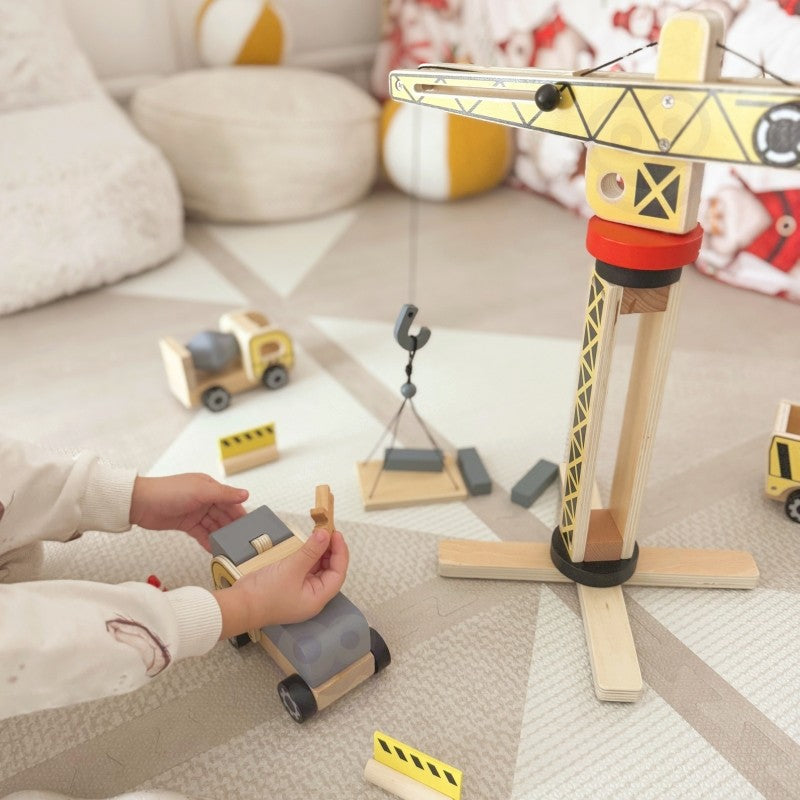 Byggarbetsplats med fordon i trä - VentureKids
