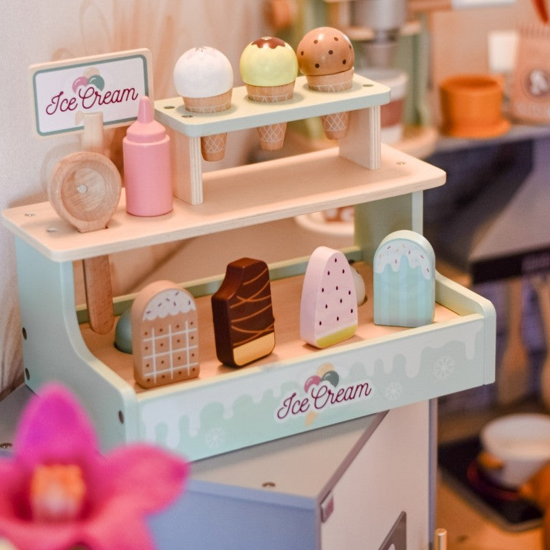 Wooden Ice Cream Shop Set with Ice Cream Stand - VentureKids