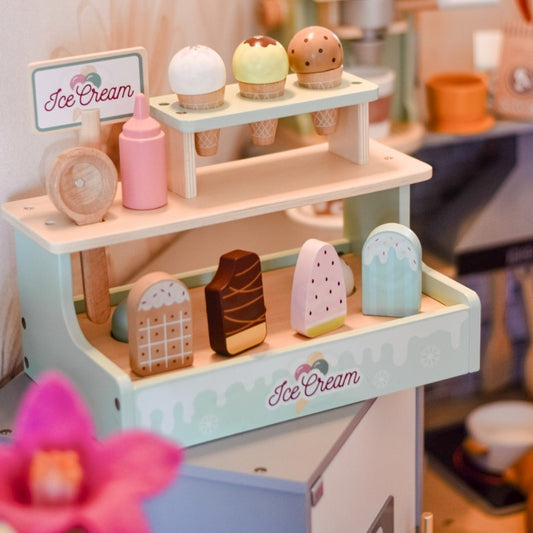 Wooden Ice Cream Shop Set with Ice Cream Stand - VentureKids