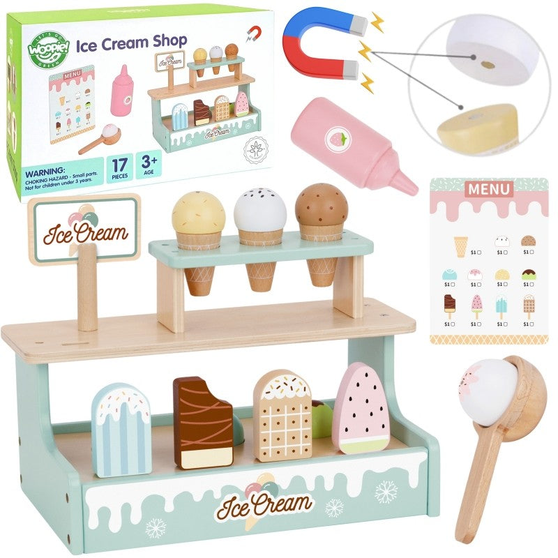 Wooden Ice Cream Shop Set with Ice Cream Stand - VentureKids